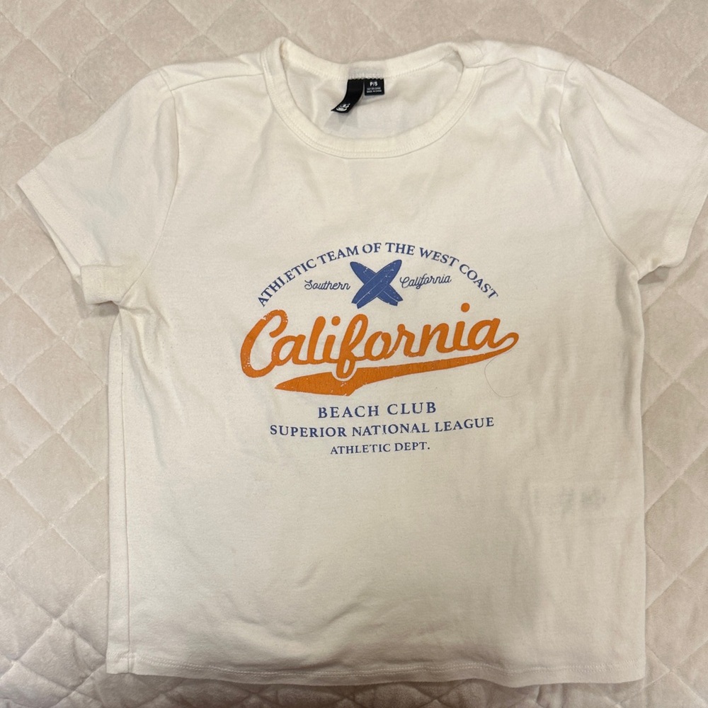 H&M California Beach Club Kids T-Shirt - Cream and Orange
